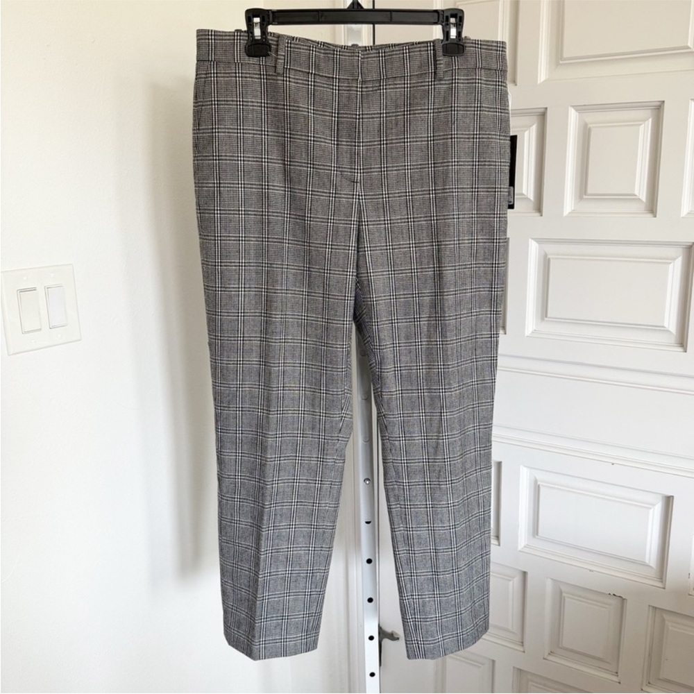NWT Nordstrom Signature Pants Black White Elodie Wool Blend Crop Capri Sz 12